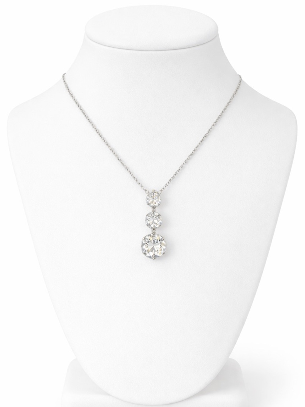 Swarovski Triple-Crystal Pendant Necklace - 18-20 inches
